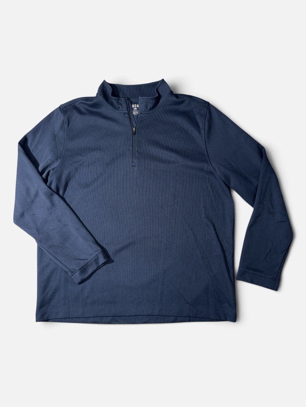 Rhone mens 2XL XXL navy blue solid commuter 1/4 zip pullover sweater EUC